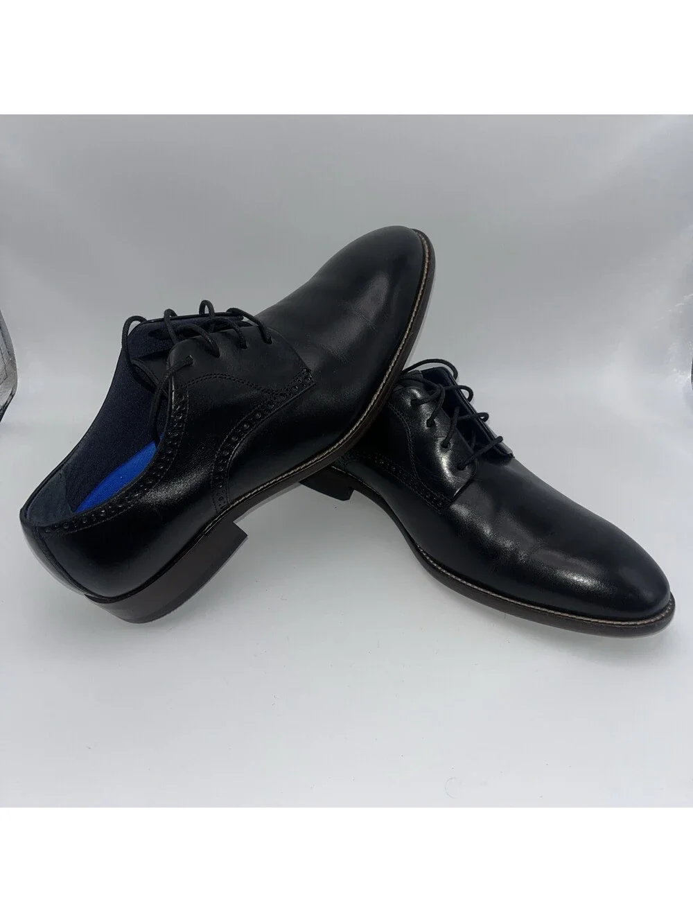 Johnson & Murphy Black Leather Dress Shoes Mens 10.5, 59-2469 Stockton Plain Toe